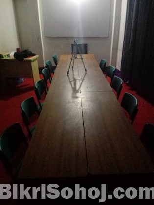 Conference table cum-computer desk with chair